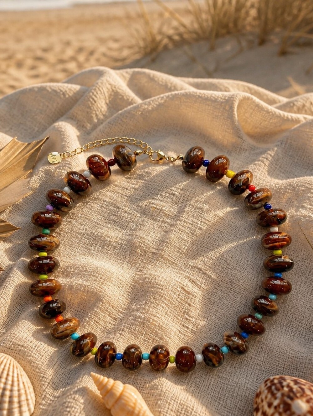 Mayamar Tiger Eye Bead Necklace With Multicolor Accent Beads & Gift Bag - Picture 2 of 6